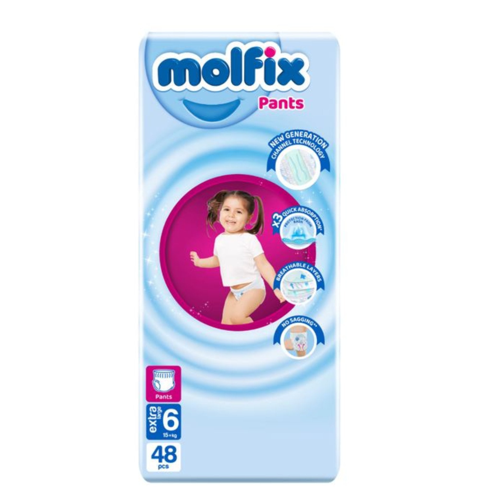 Molfix baby Diaper Pants Size 6 X-Large 48 Pieces (+15 Kg)