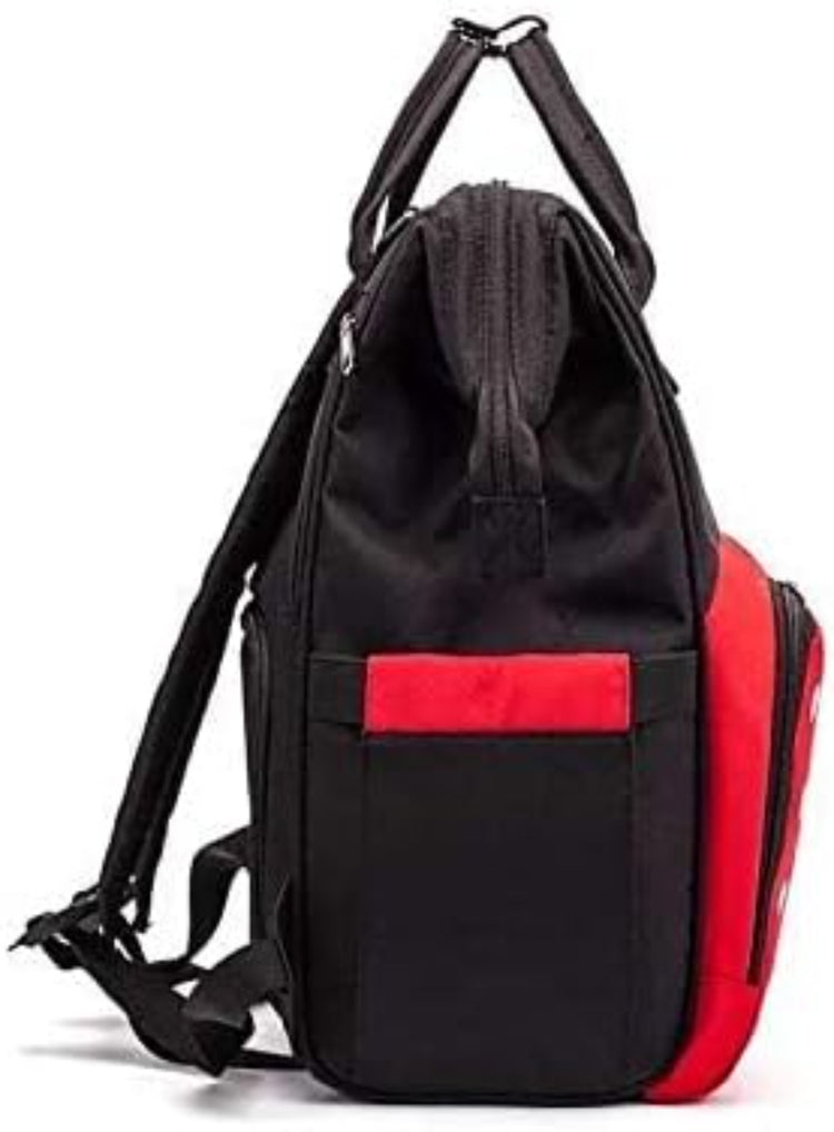 Le queen smart Soft Original Diaper bag with USB (red with black) لي كوين حقيبة للحفاضات الاصلية الناعمة (احمر و اسود)