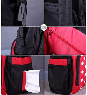 Le queen smart Soft Original Diaper bag with USB (red with black) لي كوين حقيبة للحفاضات الاصلية الناعمة (احمر و اسود)