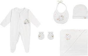 Junior Baby Fashion Gift set 5 pieces for newborn to 3 months طقم الولادة للبيبي من جونيور من سن يوم الي 3 شهور 5 قطع