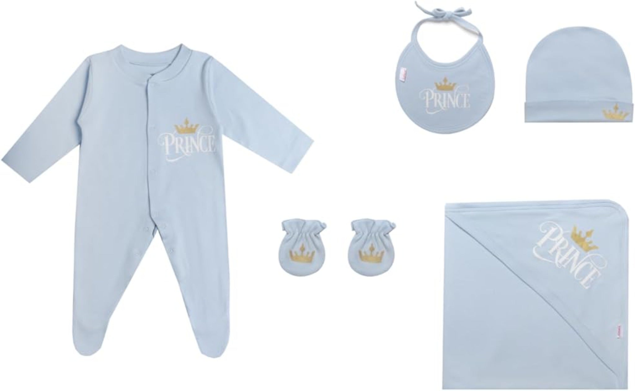 Junior Baby Fashion Gift set 5 pieces for newborn to 3 months طقم الولادة للبيبي من جونيور من سن يوم الي 3 شهور 5 قطع