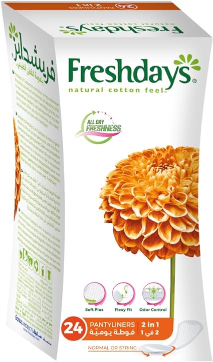 Order Now Freshdays Natural Cotton Feel all Day Freshness 2 in 1 Daily Pantyliner - 24 Pcs from diaperseg.com and get it in 24 hours ONLY