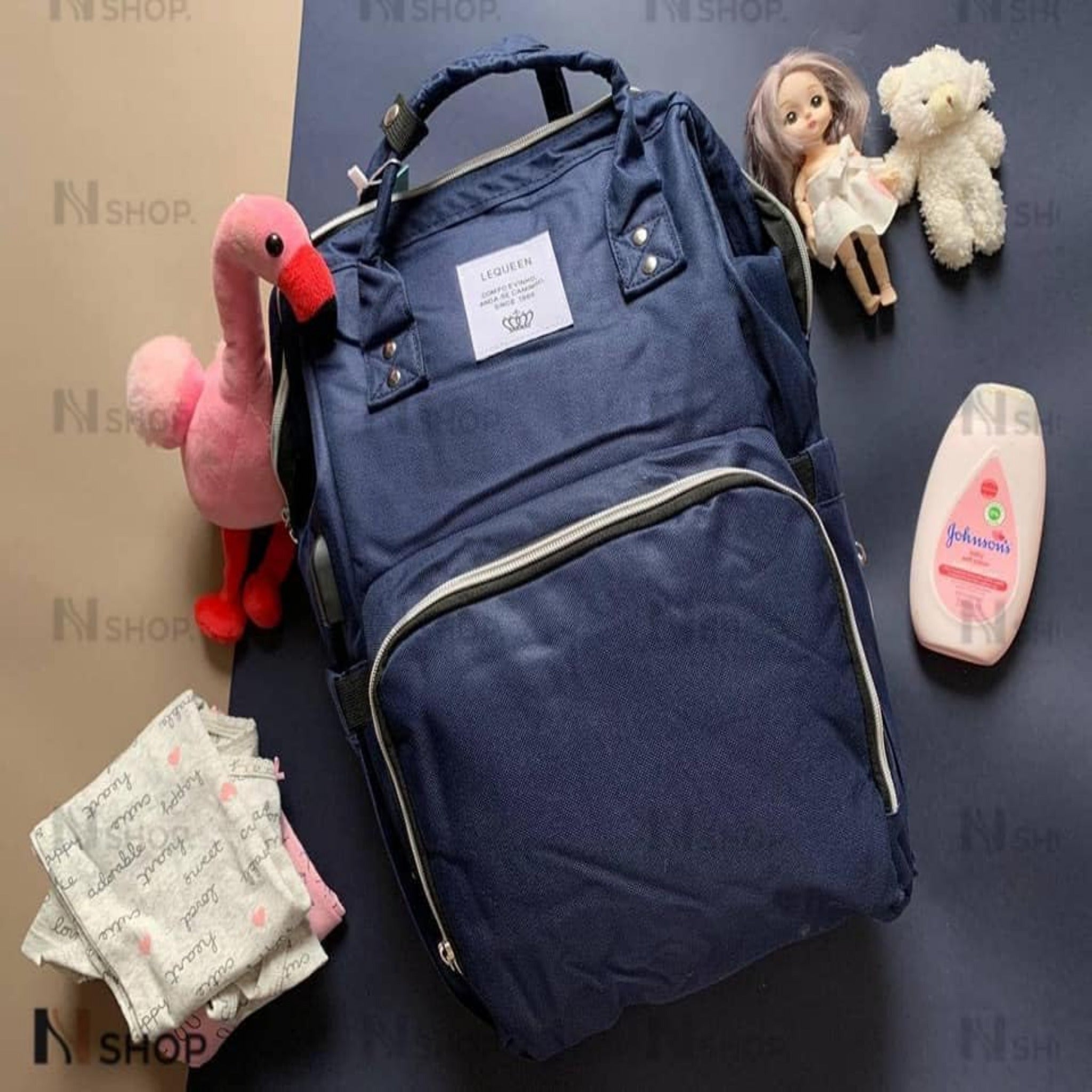 Le queen Smart Soft Original Diaper bag with USB (blue) لي كوين حقيبة للحفاضات الاصلية الناعمة