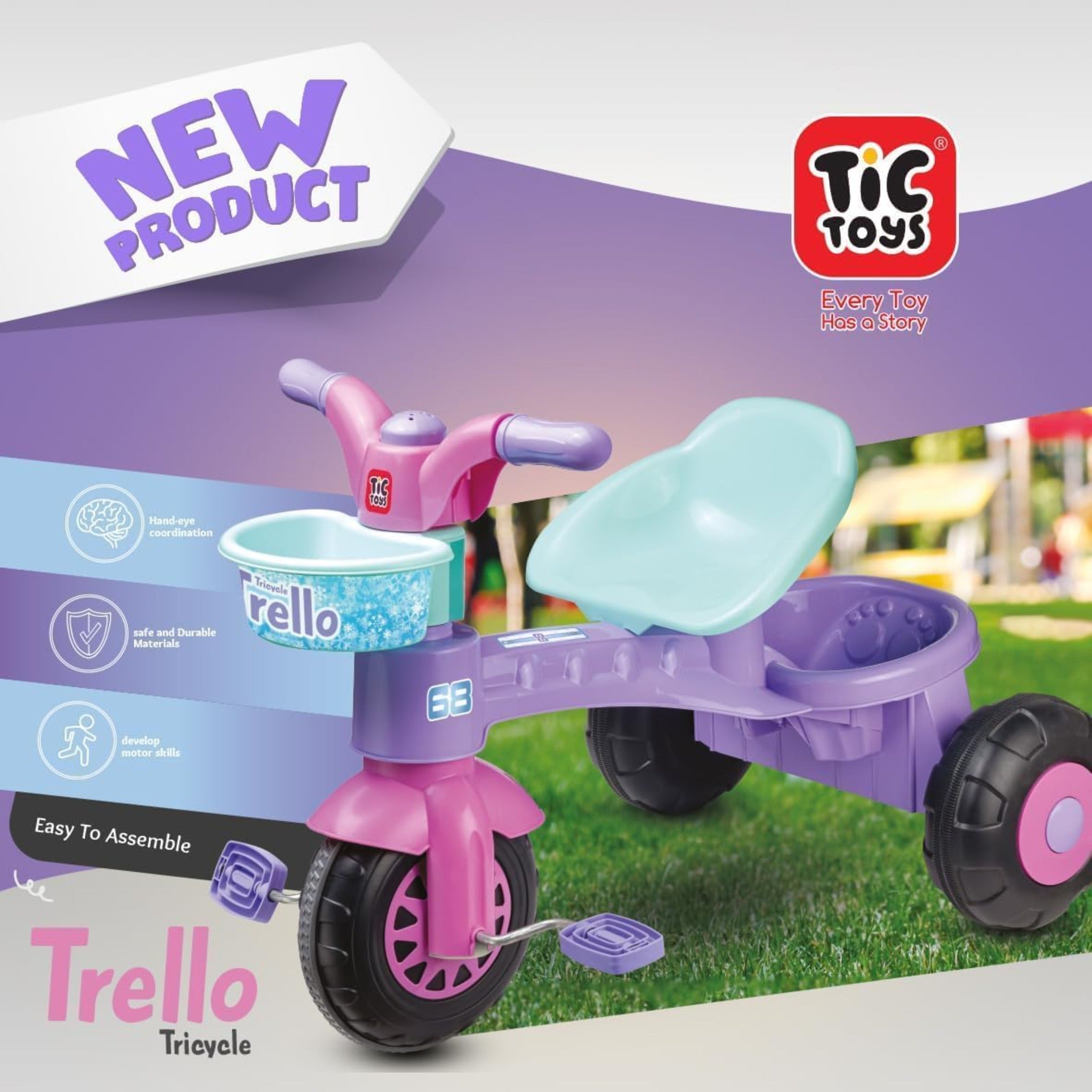 دراجة (عجلة) بثلاث عجلات للأطفال من تيك تويز - لون ارجوانيToys Kids 3 Wheel Bike - purple