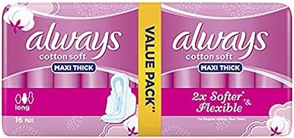 Always Sensitive cotton daily maxi thick long 16 pads / فوط صحية يومية من اولويز للبشره الحساسة ماكسي سميكة طويلة 16 قطعة