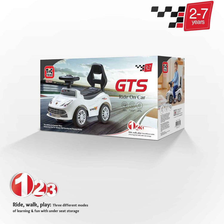 Generic Tic Toys - Kids Ride On Car (2-6 Years) - White سيارة ركوب للأطفال من تيك تويز (2-6 سنوات)، أبيض