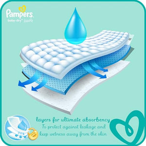 Pampers Baby Dry for baby Diapers Size 1 Newborn 2-5 Kg - 60 diaper / حفاضات بامبرز بيبي دراي للاطفال مقاس 1 حديثي الولادة 60 قطعة