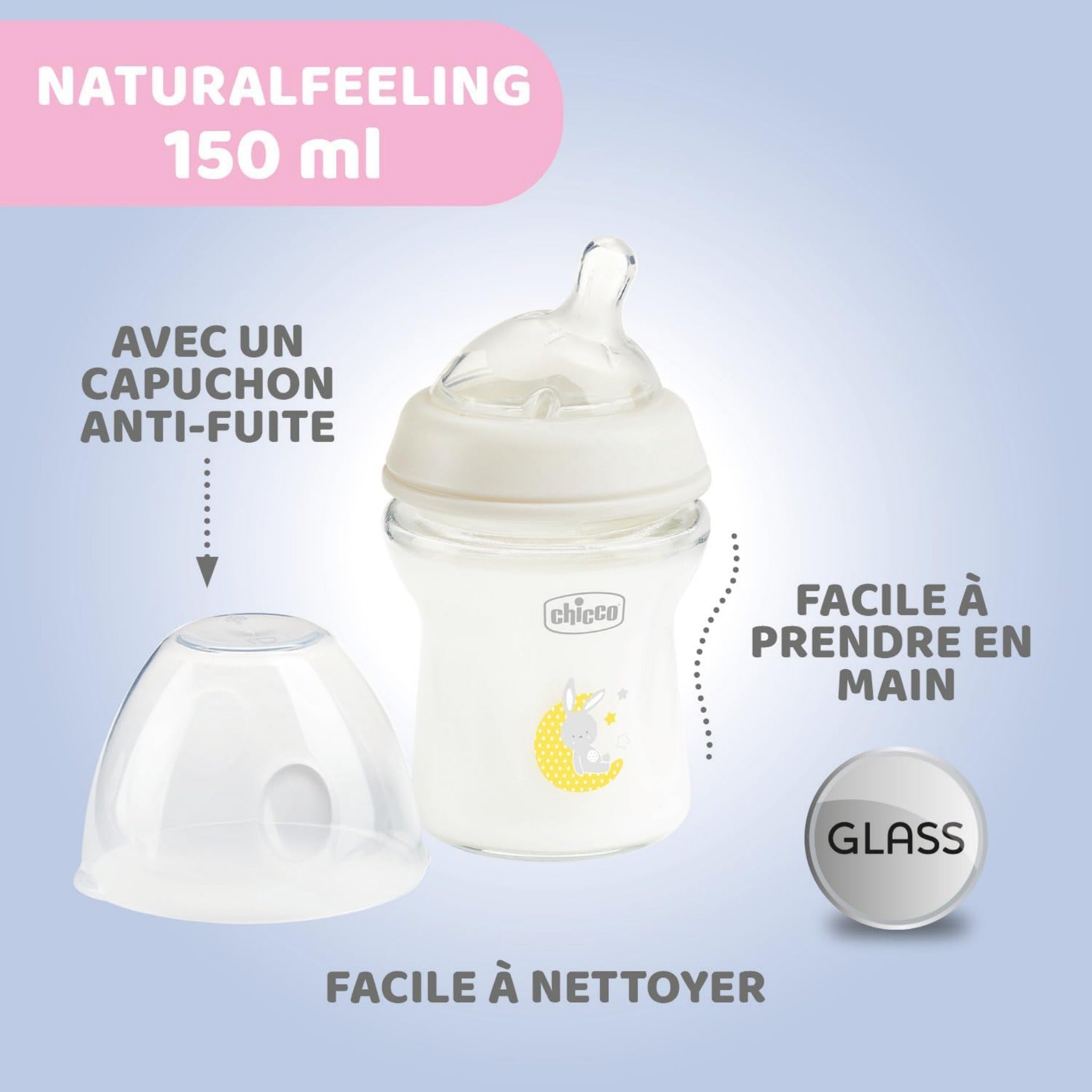 chicco natural feeling baby bottle 150 ml ببرونة للاطفال من شيكو 150 مل