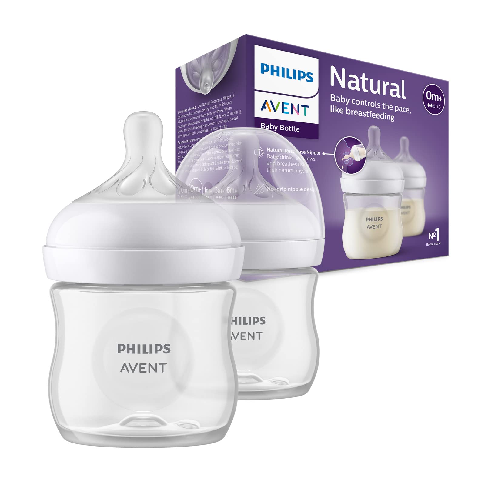 Philips Avent Natural Response Baby Bottle – 2 x 125ml Baby Milk Bottle