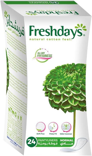 Order Now Freshdays Natural Cotton Feel all Day Freshness Normal Daily Pantyliner - 24 Pcs from diaperseg.com and get it in 24 hours ONLY