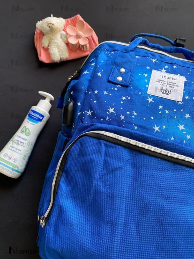 Le queen Smart Soft Original Diaper bag with USB (Blue) لي كوين حقيبة للحفاضات الاصلية الناعمة (ازرق)