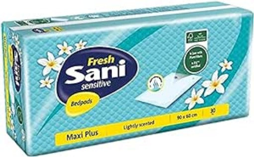  Sani Sensitive BED PADS , Adult bed pads , roll pads , bed roll , 60×90 , 30 pieces , 30 bed pads , diapers / مفرش سرير ساني لكبار السن , ساني بادز سرير لكبار السن , حفاضات ساني لكبار السن , 60×90 , 30 قطعة , 30 مفرش , دايبرز