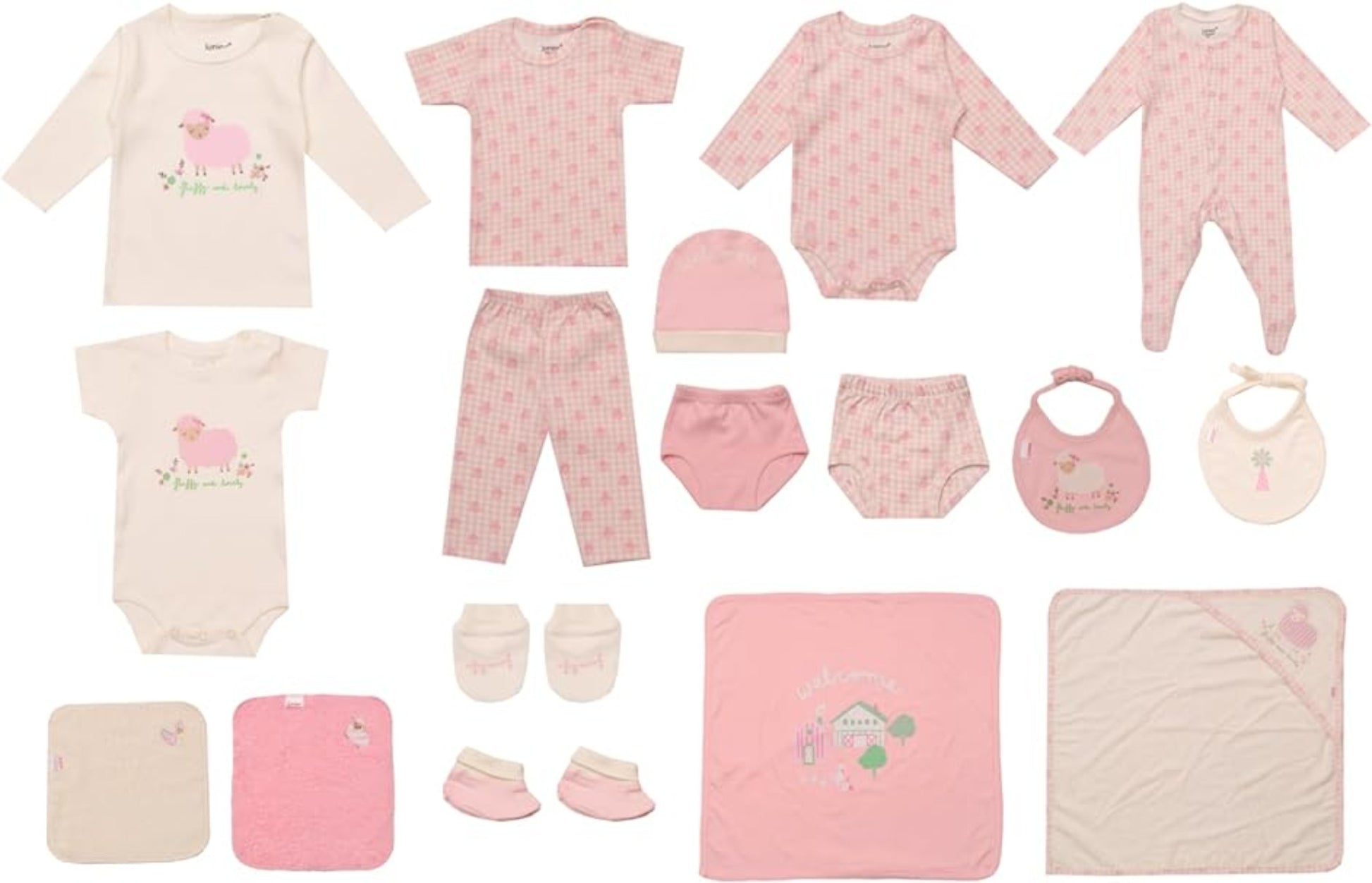 Junior Baby Fashion Gift set for newborn to 3 months 20 pieces اطقم الولادة من جونيور من سن يوم ل 3 شهور 20 قطعه