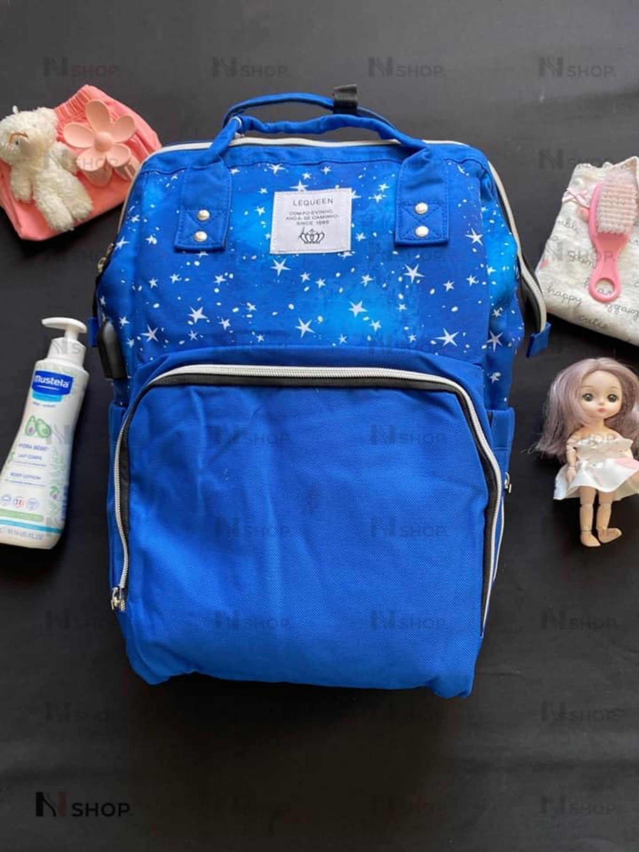 Le queen Smart Soft Original Diaper bag with USB (Blue) لي كوين حقيبة للحفاضات الاصلية الناعمة (ازرق)