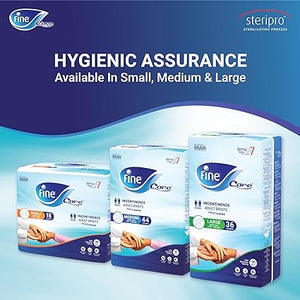 Fine Care , Adult Diapers , Size medium , Waist 75-110 cm , 44 diapers / فاين كير , حفاضات لكبار السن , مقاس وسط ميديام , 75-110 سم , 44 قطعة