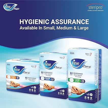 Fine Care , Adult Diapers , Size medium , Waist 75-110 cm , 44 diapers / فاين كير , حفاضات لكبار السن , مقاس وسط ميديام , 75-110 سم , 44 قطعة