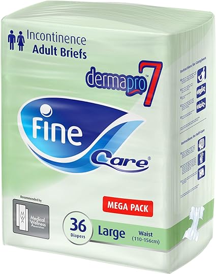 .Fine Care , Adult Diapers , Size large , Waist 110-156 cm , 36 diapers / فاين كير , حفاضات لكبار السن , مقاس كبير لارج , 110-156 سم , 36 قطعة