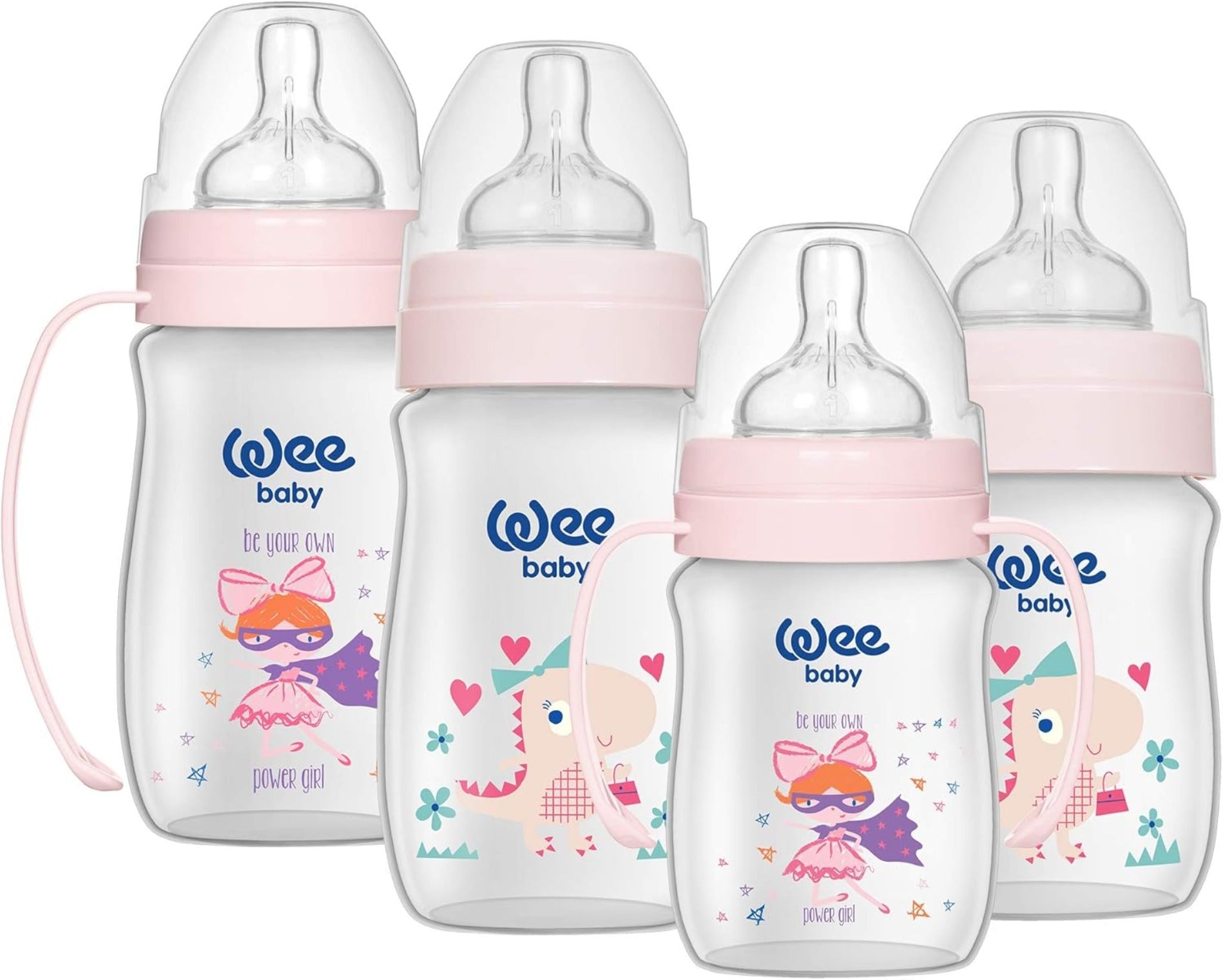 wee baby feeding bottles set 4 pcs مجموعه البيبرونات من وي بيبي 4 قطع