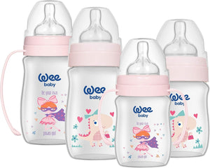 wee baby feeding bottles set 4 pcs مجموعه البيبرونات من وي بيبي 4 قطع