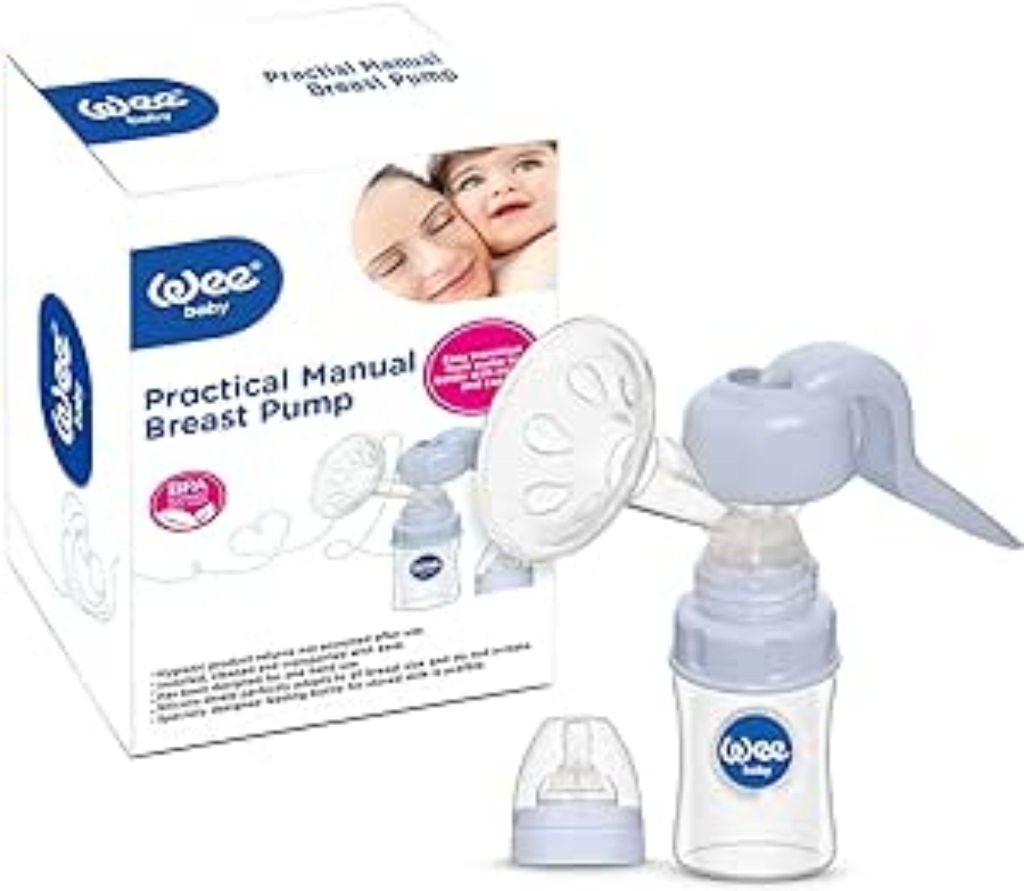 Order Now Wee Baby Practical Manual Breast Pump with a baby bottle from wee baby