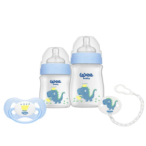 Wee Baby 197 Feeding Bottle and Soother gift Set, Blue طقم هديه لحديث الولاده لون ازرق