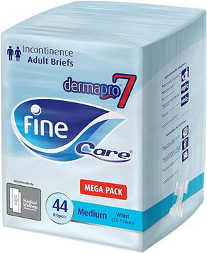 Fine Care , Adult Diapers , Size medium , Waist 75-110 cm , 44 diapers / فاين كير , حفاضات لكبار السن , مقاس وسط ميديام , 75-110 سم , 44 قطعة