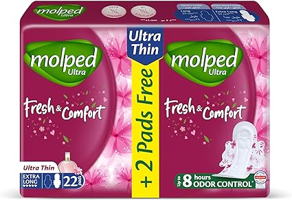 Order Now Molped Ultra Pads fresh and comfort ultra thin extra long 22 Pieces from diapers