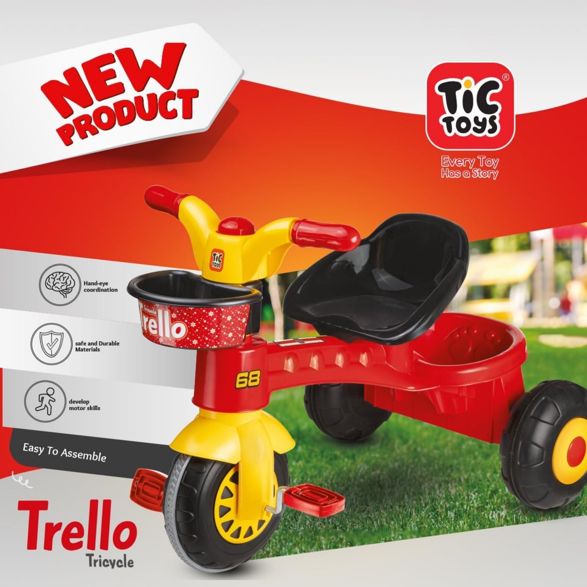 دراجة (عجلة) بثلاث عجلات للأطفال من تيك تويز - لون أحمر Tic Toys Kids 3 Wheel Bike - Red