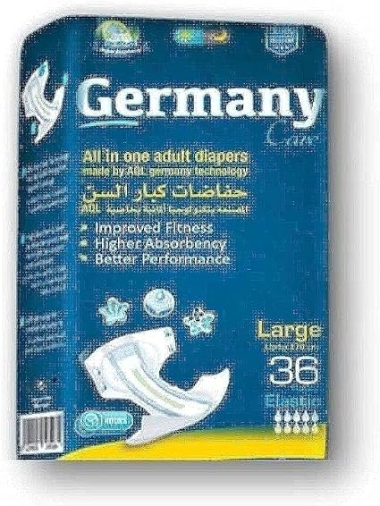 Germany , Adult Diapers , Size Large , 36 diapers / جيرمني , حفاضات كبار السن , مقاس كبير لارج , 36 قطعة