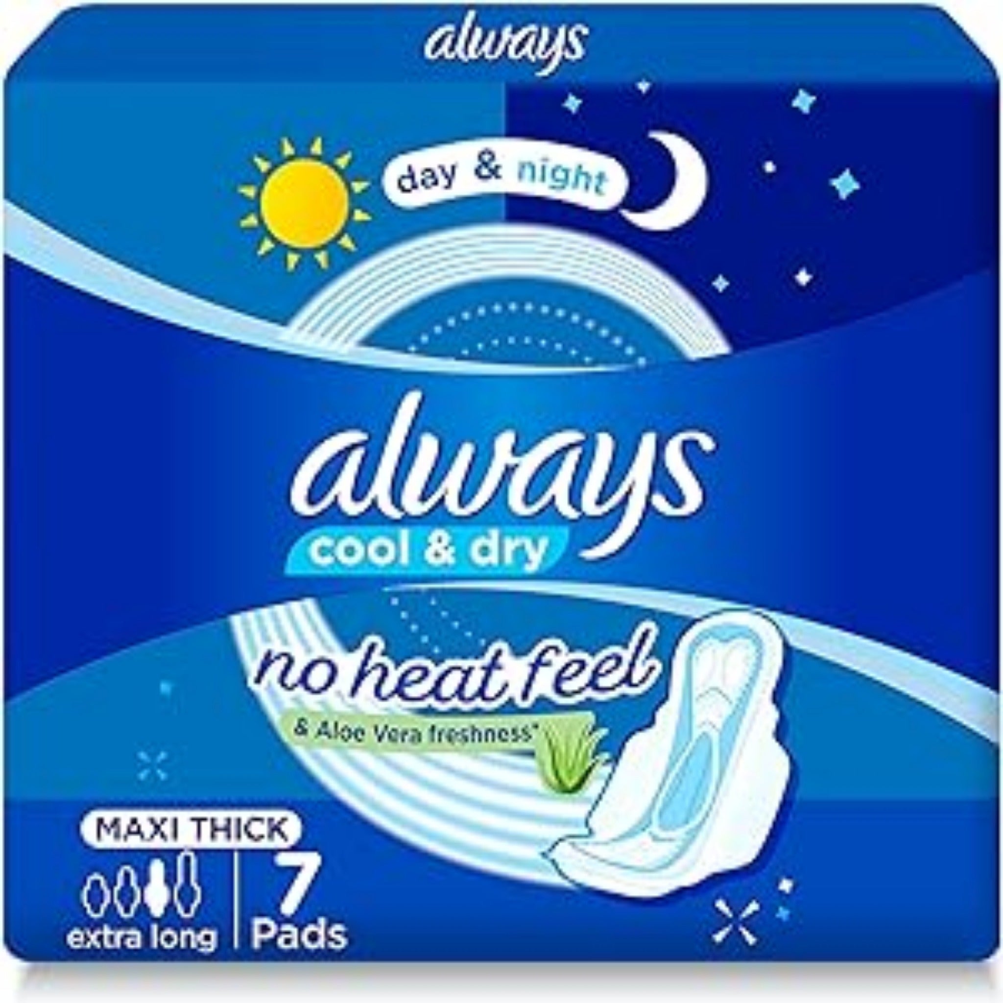 Always cool and dry cotton daily maxi thick extra long 7 pads / فوط صحية من اولوبز سميكة طويله جدا 7 قطعة