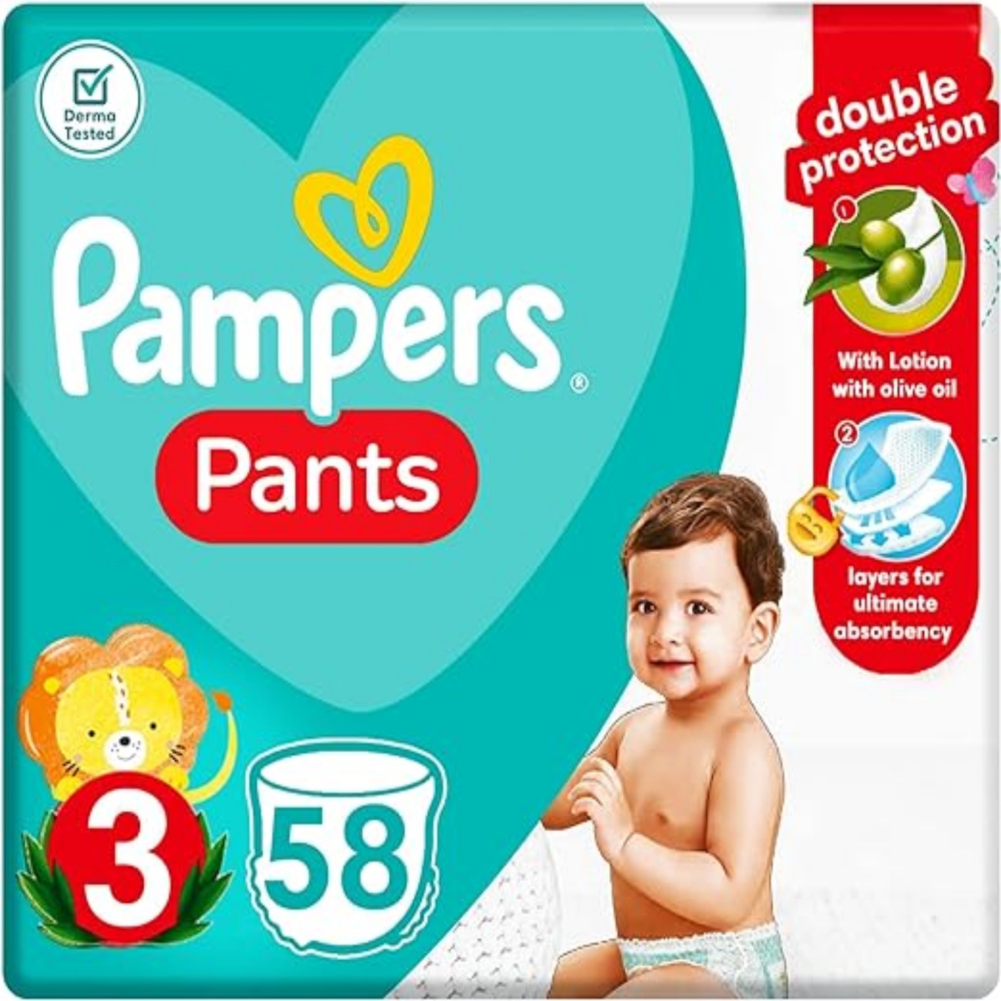 Pampers Baby Pants , Size 3 , 6-11 kg , 58 diaper / حفاضات بامبرز للاطفال كيلوت بانتس , مقاس 3 , 6-11 جم , 58 قطعة