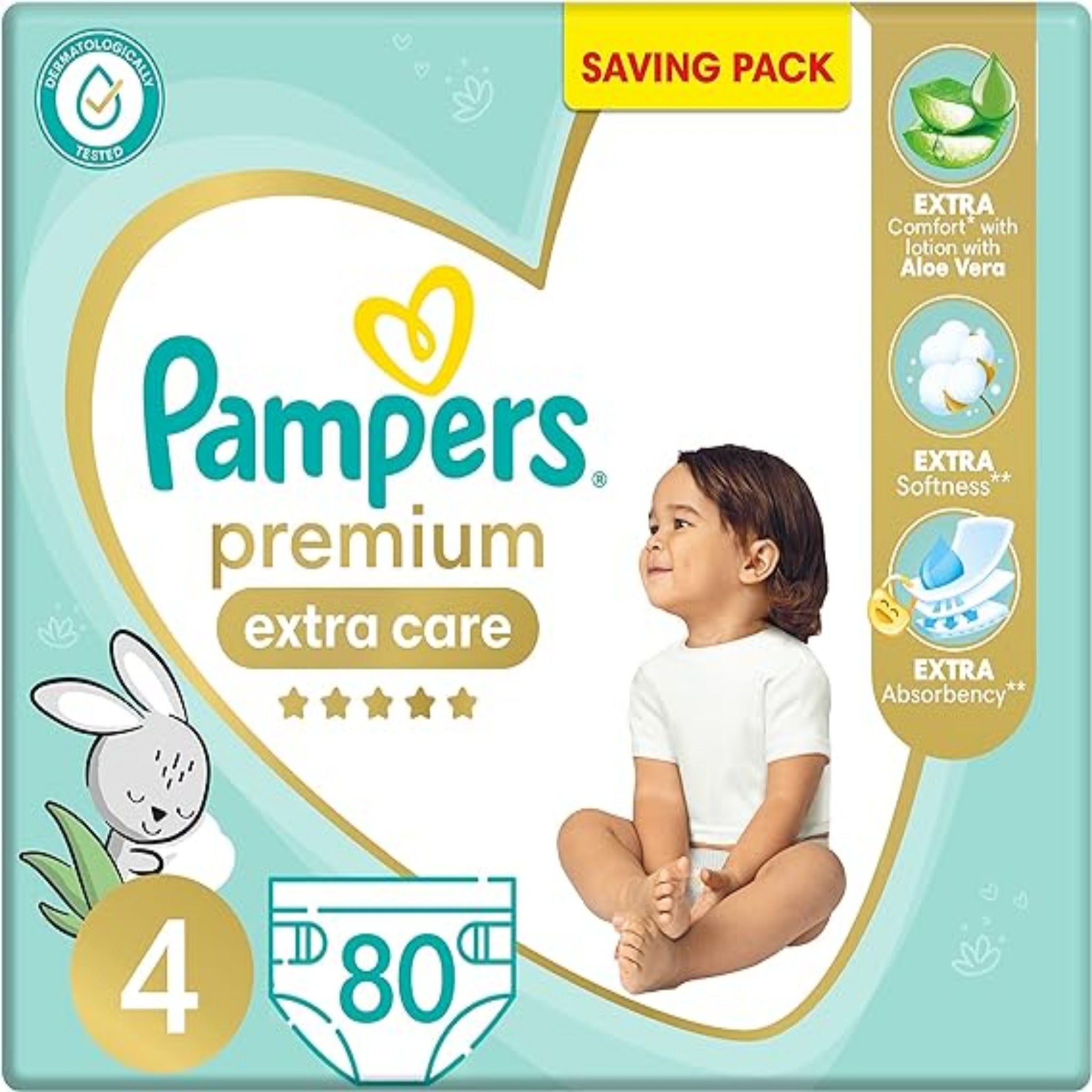 Pampers Premium Extra-Care Diapers Size 4 Maxi 9-18 Kg 80 diaper