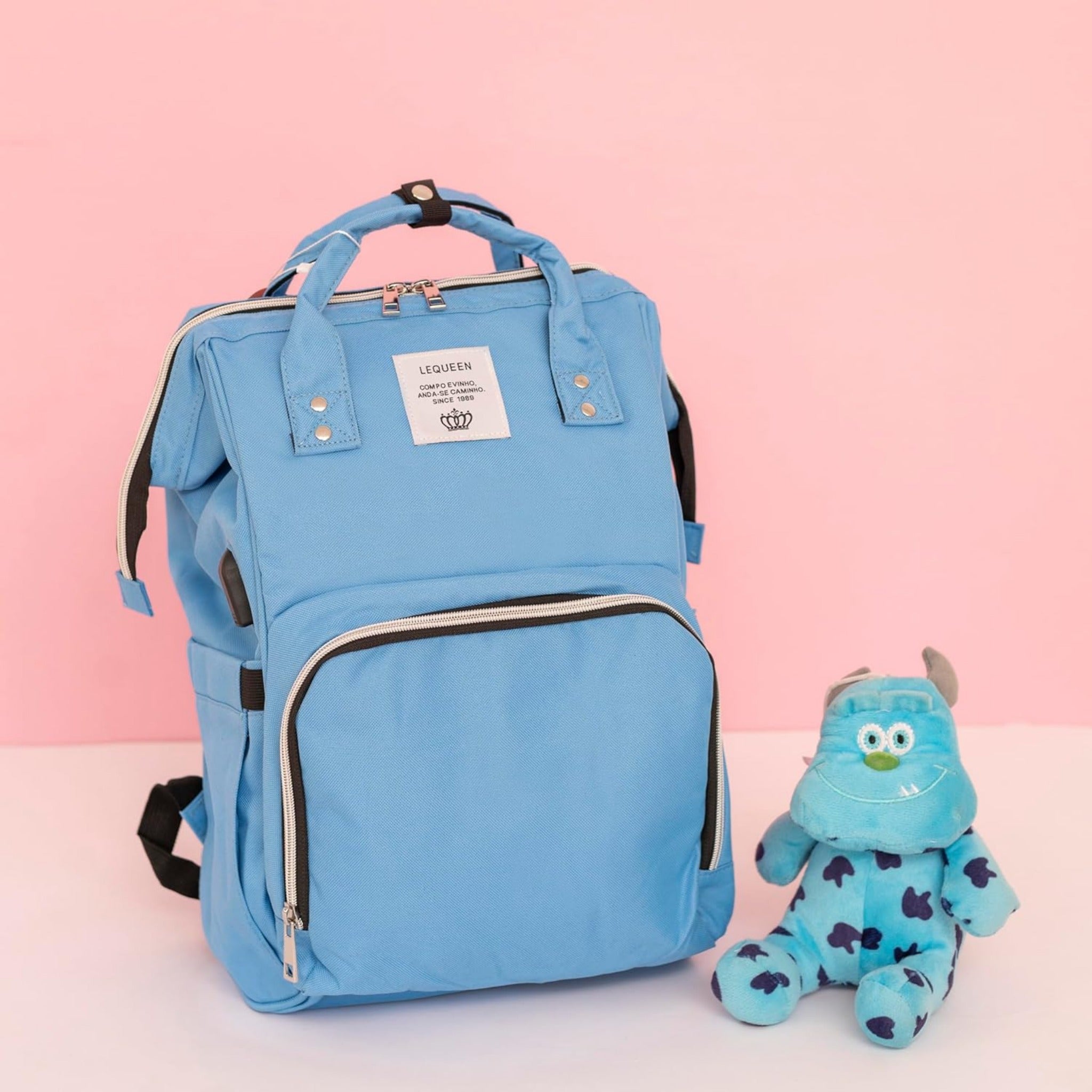 Le queen Smart Soft Original Diaper bag with USB (baby blue)  لي كوين حقيبة للحفاضات الاصلية الناعمة (ازرق فاتح)