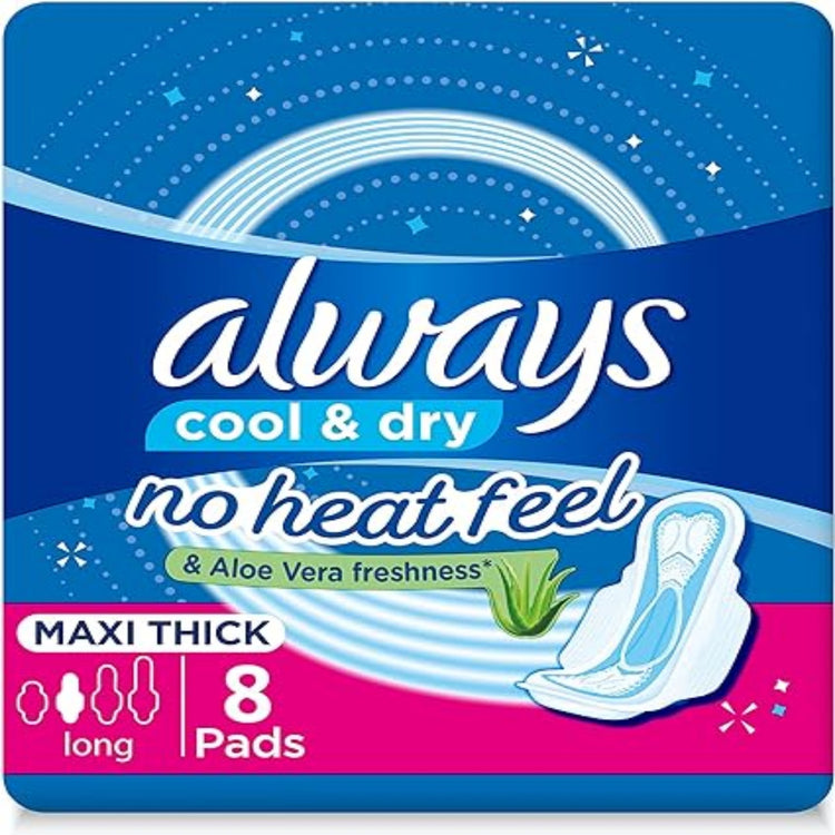 Always Cool and Dry no heat feel Maxi Thick Long 8 pads