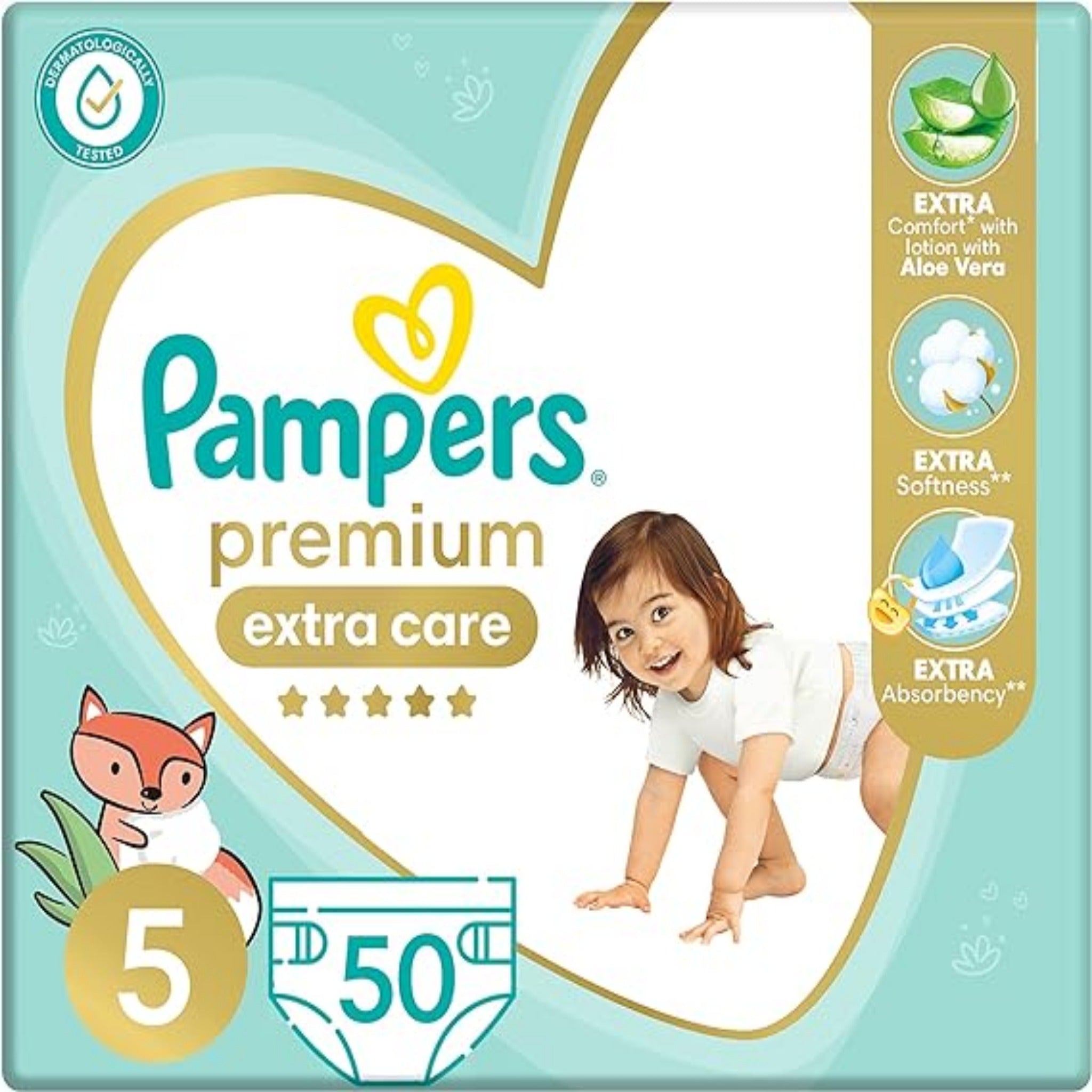 Pampers Premium Extra-Care Diapers Size 5 Junior 11-25 KG 50 diaper