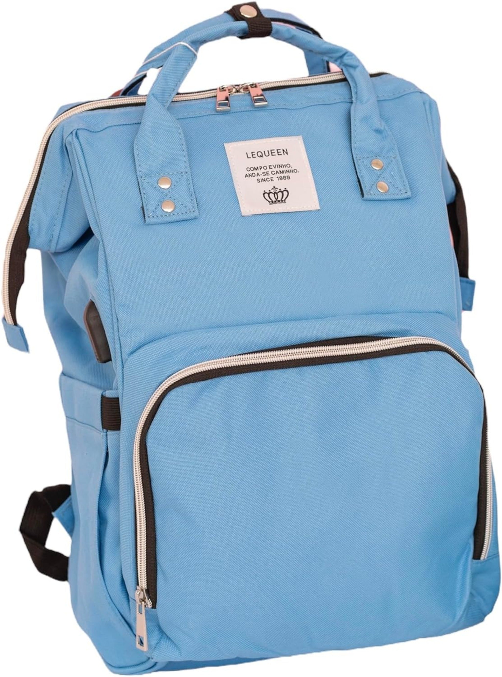 Le queen Smart Soft Original Diaper bag with USB (baby blue) لي كوين حقيبة للحفاضات الاصلية الناعمة (ازرق فاتح)