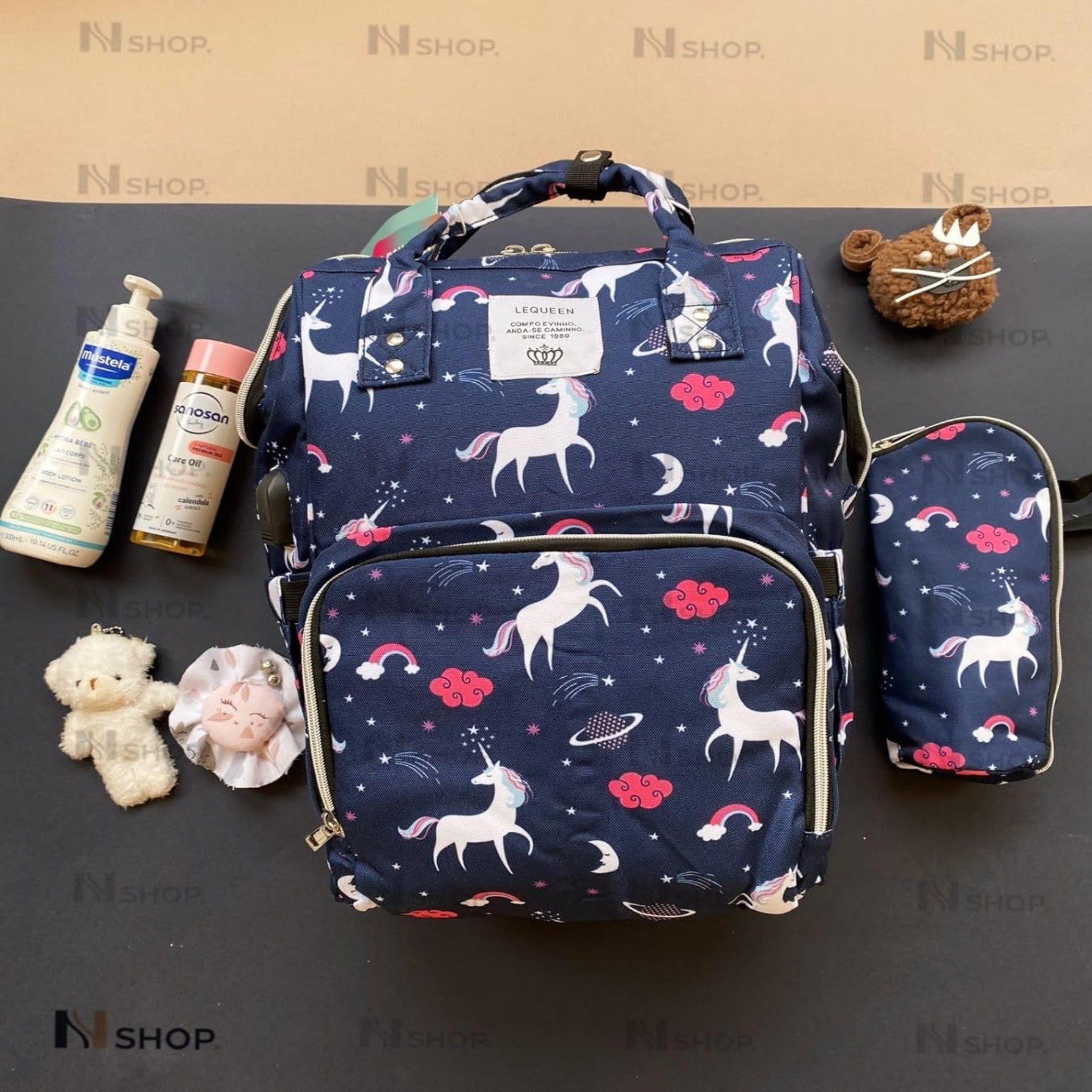 Le queen Smart Soft Original Diaper bag with USB (Blue) لي كوين حقيبة للحفاضات الاصلية الناعمة