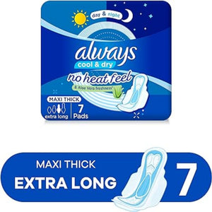 Always cool and dry cotton daily maxi thick extra long 7 pads / فوط صحية من اولوبز سميكة طويله جدا 7 قطعة