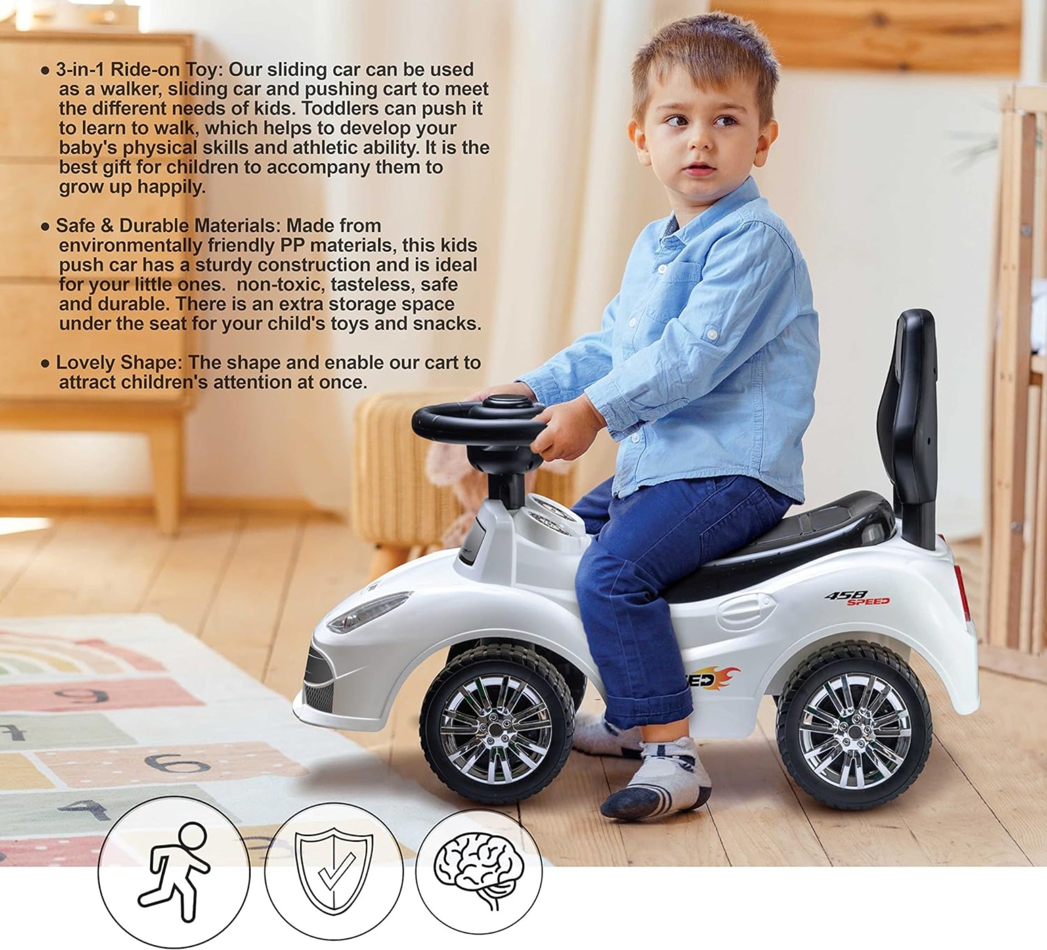 Tic toys - ride on car - (2-7 years) pink سيارة ركوب للاطفال من تيك تويز - 2-7 سنوات - بينك