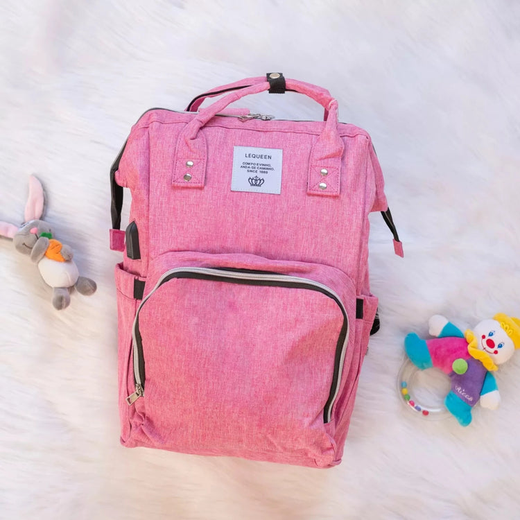 Le queen smart Soft Original Diaper bag with USB (pink) لي كوين حقيبة للحفاضات الاصلية الناعمة (بينك)