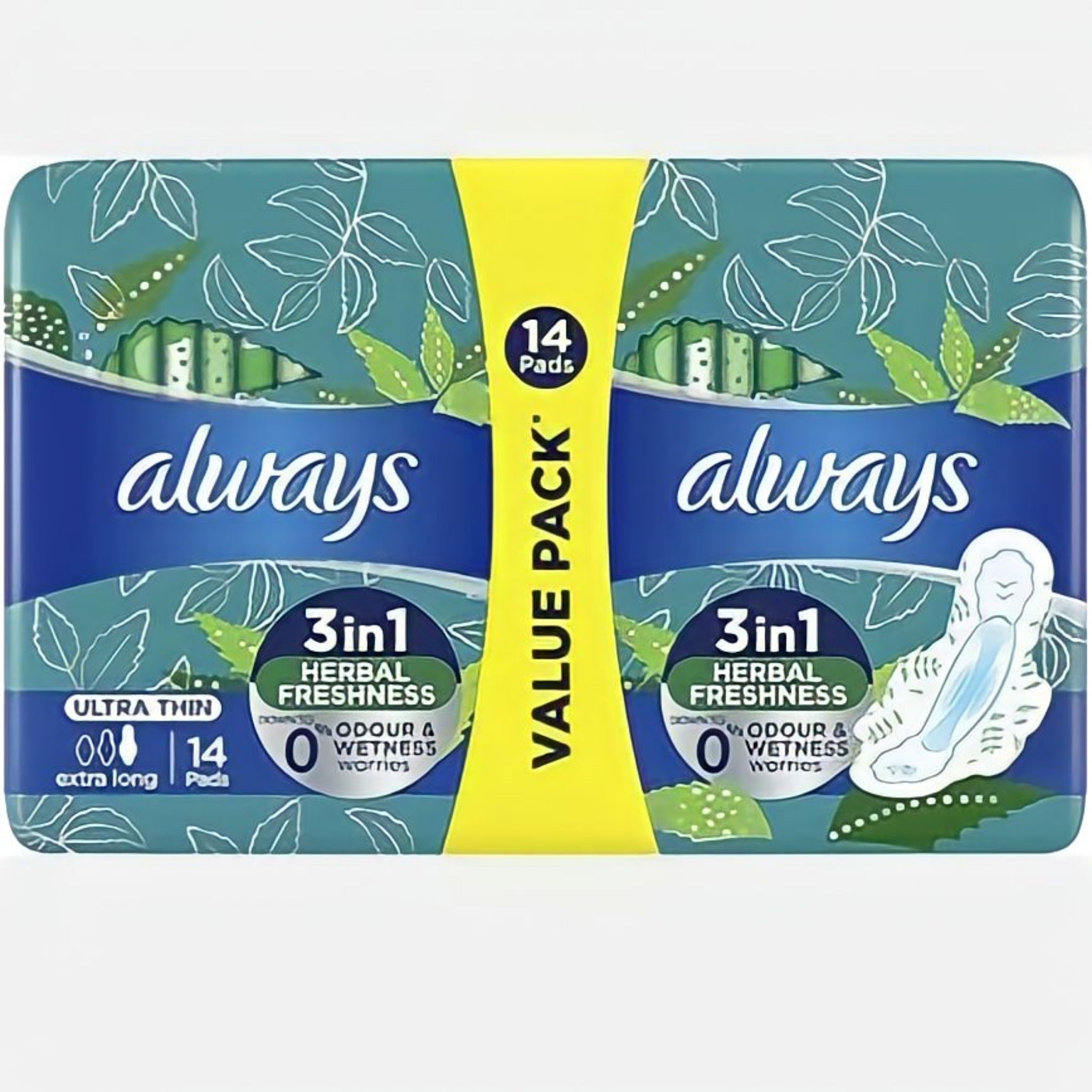 always ultra thin extra long 14 pad فوط صحية من اولويز الترا رفيعة طويلة جدا 14 قطعة