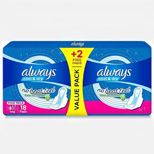 Always cool and dry cotton daily thick long 18 pads / فوط صحية من اولوبز سميكة طويله  18 قطعة