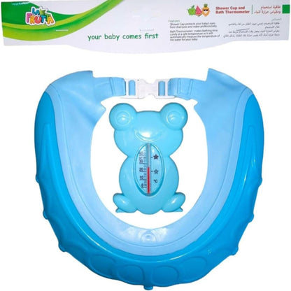 طاقية استحمام و مقياس حرارة للماء للاطفال من لافروتا la frutta shower cap and bath thermometer