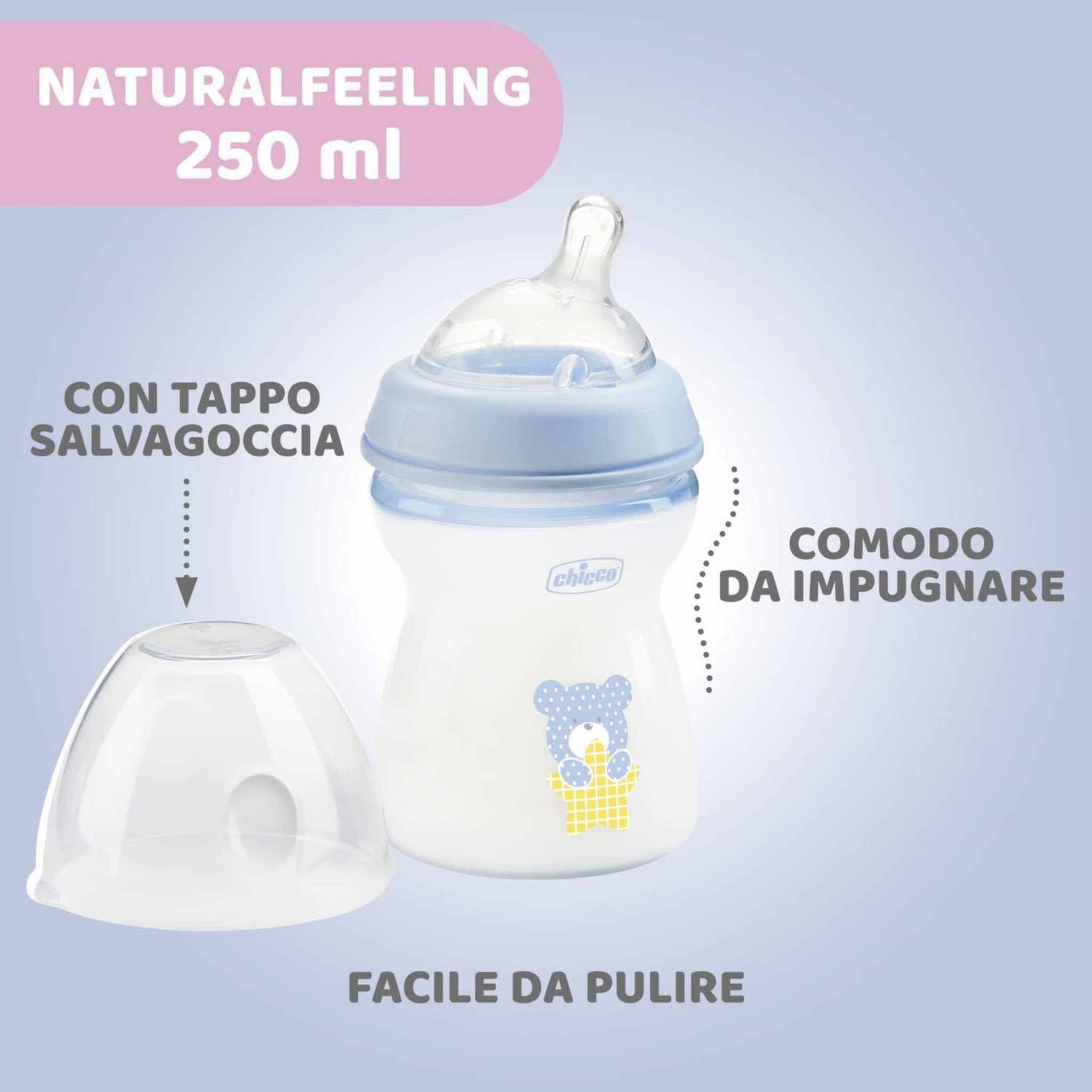 chicco natural feeling baby bottle 250 ml-ببرونة للاطفال من شيكو 250 مل