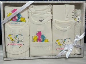 Junior Baby Fashion Gift set for newborn to 3 months 10 pieces اطقم الولادة من جونيور من سن يوم ل 3 شهور 10 قطعه