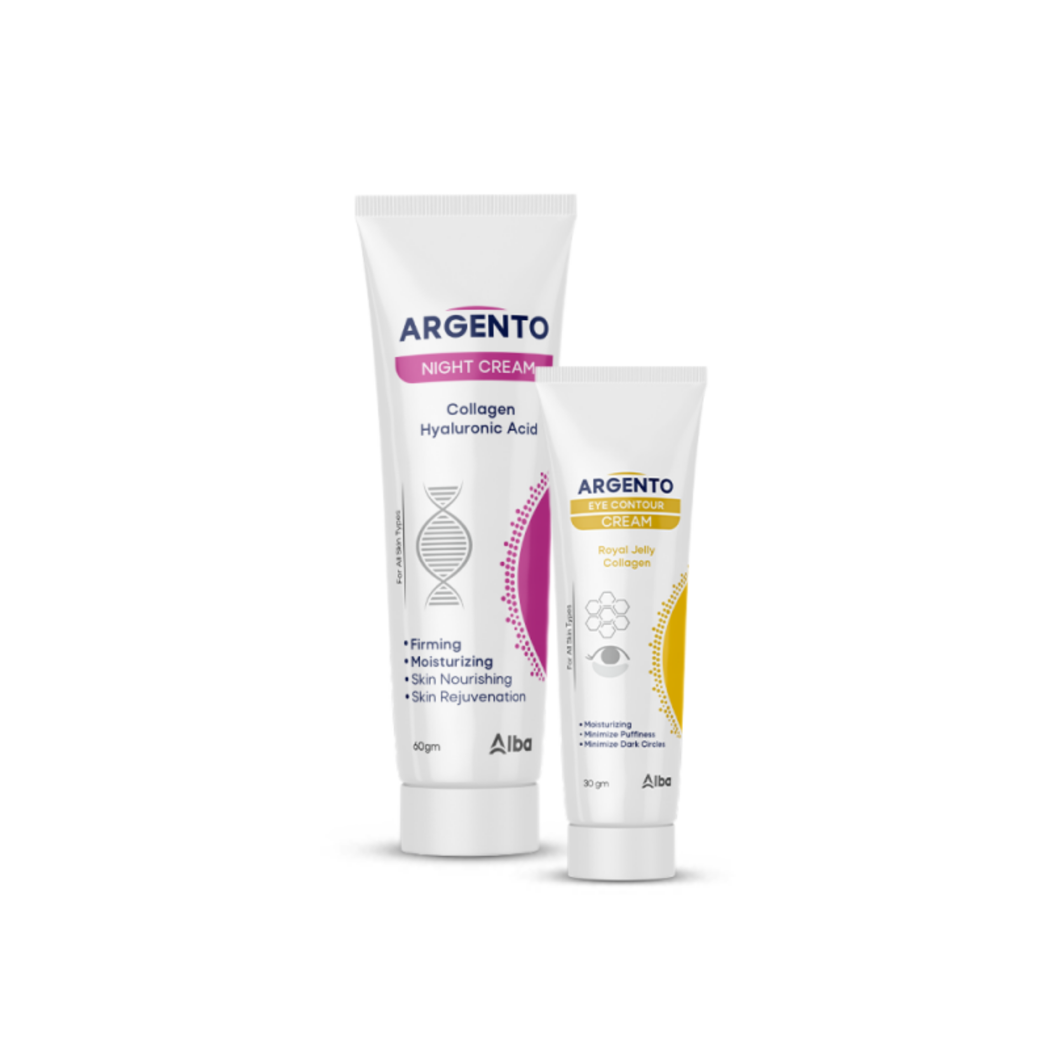 argento night cream with collagen 60 ml argento eye contour 30 ml كريم الليل من ارجنتو بالكولاجين 60 مل كريم العين من ارجنتو 30 مل