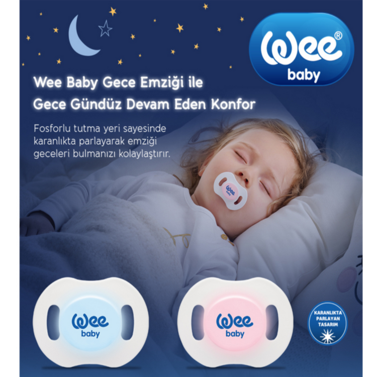 Wee baby night silicone orthodontic soother سكاتة سيليكون مشطوفة ليلية من وي بيبي